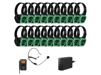 20 Way Silent Disco Bundle With Portable Bluetooth Transmitter & Charger