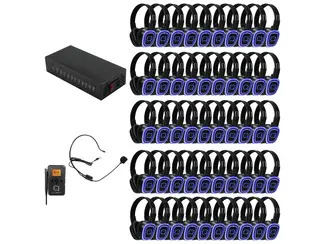 50 Way Silent Disco Bundle With Portable Bluetooth Transmitter & Charger