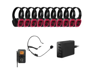 10 Way Silent Disco Bundle With Portable Bluetooth Transmitter & Charger