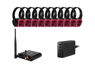 10 Way Silent Disco Bundle With Bluetooth Transmitter & Charger