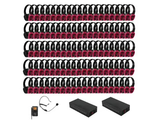 100 Way Silent Disco Bundle With Portable Bluetooth Transmitter & Chargers