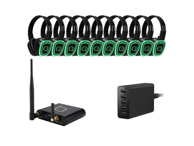 10 Way Silent Disco Bundle With Bluetooth Transmitter & Charger