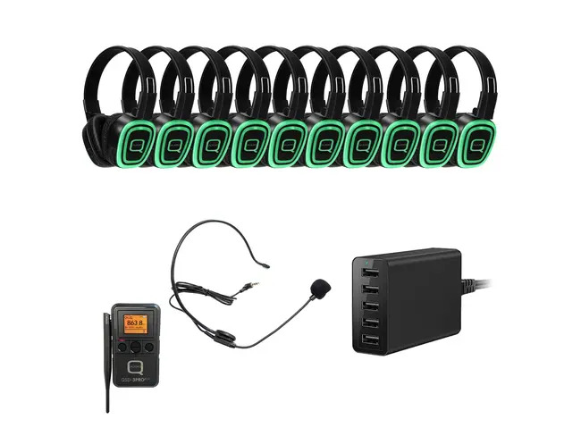 10 Way Silent Disco Bundle With Portable Bluetooth Transmitter & Charger