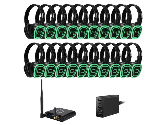 20 Way Silent Disco Bundle With Bluetooth Transmitter & Charger