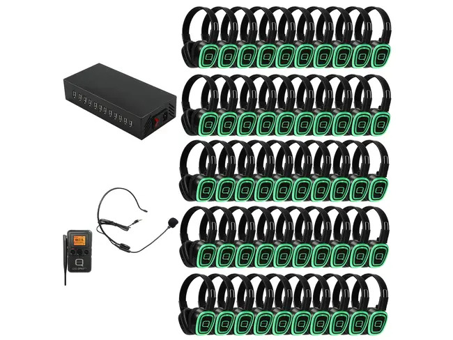 50 Way Silent Disco Bundle With Portable Bluetooth Transmitter & Charger
