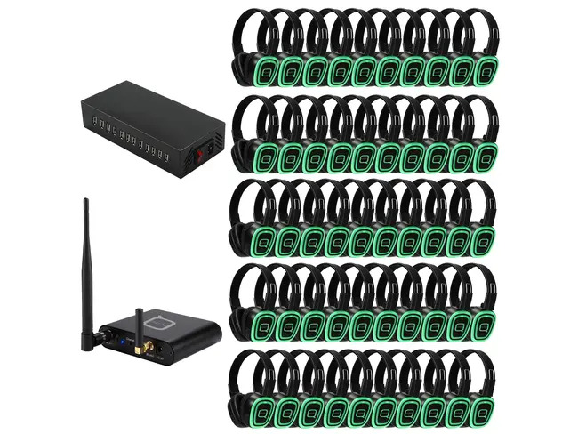 50 Way Silent Disco Bundle With Bluetooth Transmitter & Charger