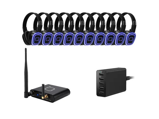 10 Way Silent Disco Bundle With Bluetooth Transmitter & Charger
