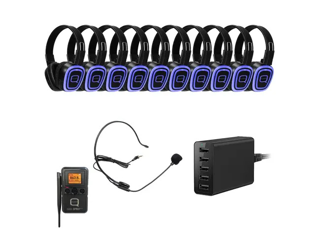 10 Way Silent Disco Bundle With Portable Bluetooth Transmitter & Charger