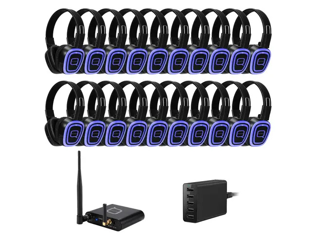 20 Way Silent Disco Bundle With Bluetooth Transmitter & Charger