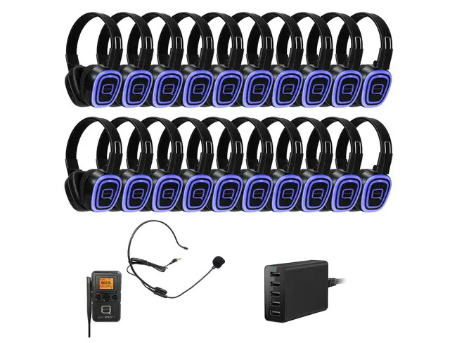 20 Way Silent Disco Bundle With Portable Bluetooth Transmitter & Charger