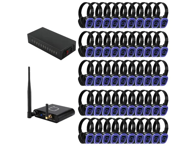 50 Way Silent Disco Bundle With Bluetooth Transmitter & Charger