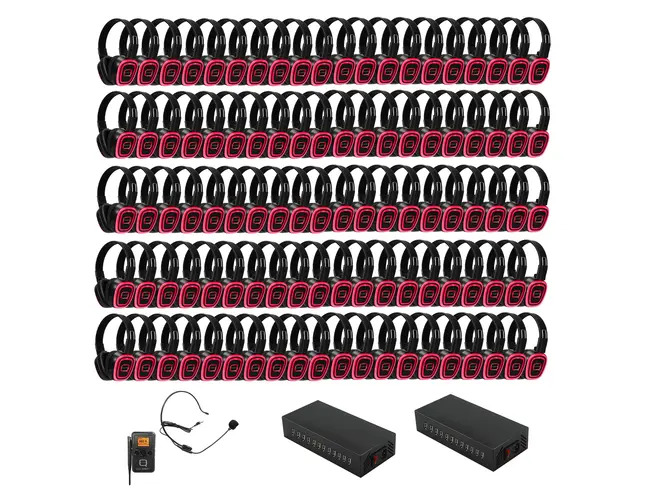 100 Way Silent Disco Bundle With Portable Bluetooth Transmitter & Chargers