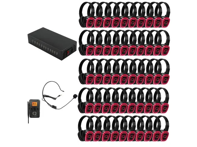 50 Way Silent Disco Bundle With Portable Bluetooth Transmitter & Charger